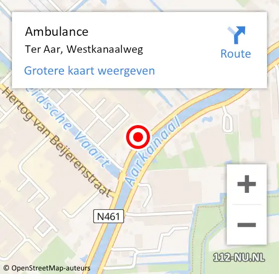 Locatie op kaart van de 112 melding: Ambulance Ter Aar, Westkanaalweg op 26 december 2016 01:12