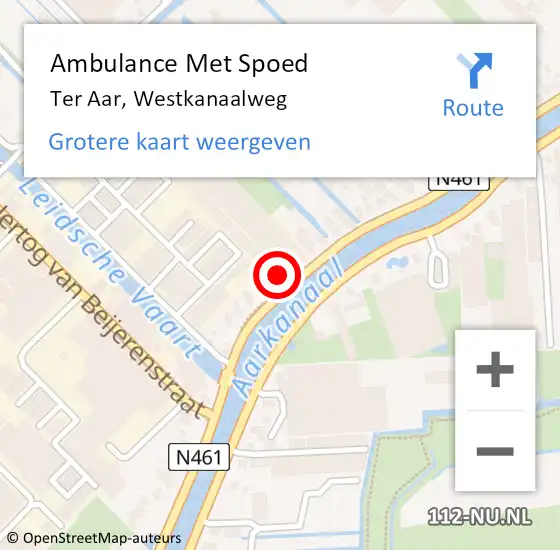 Locatie op kaart van de 112 melding: Ambulance Met Spoed Naar Ter Aar, Westkanaalweg op 26 december 2016 01:13