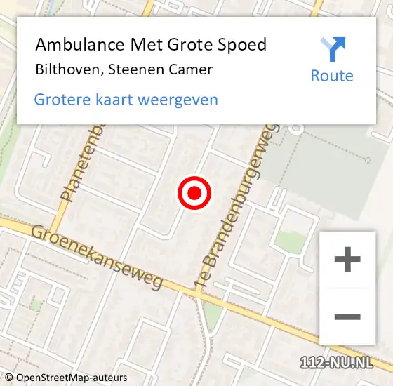 Locatie op kaart van de 112 melding: Ambulance Met Grote Spoed Naar Bilthoven, Steenen Camer op 26 december 2016 01:24