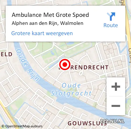 Locatie op kaart van de 112 melding: Ambulance Met Grote Spoed Naar Alphen aan den Rijn, Walmolen op 26 december 2016 01:44