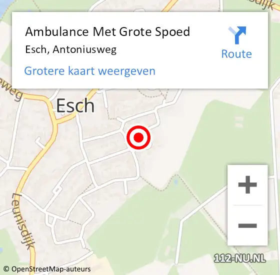 Locatie op kaart van de 112 melding: Ambulance Met Grote Spoed Naar Esch, Antoniusweg op 26 december 2016 02:14