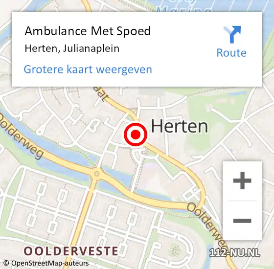 Locatie op kaart van de 112 melding: Ambulance Met Spoed Naar Herten, Julianaplein op 26 december 2016 02:36