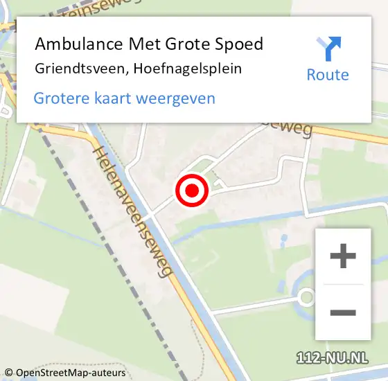 Locatie op kaart van de 112 melding: Ambulance Met Grote Spoed Naar Griendtsveen, Hoefnagelsplein op 26 december 2016 03:28