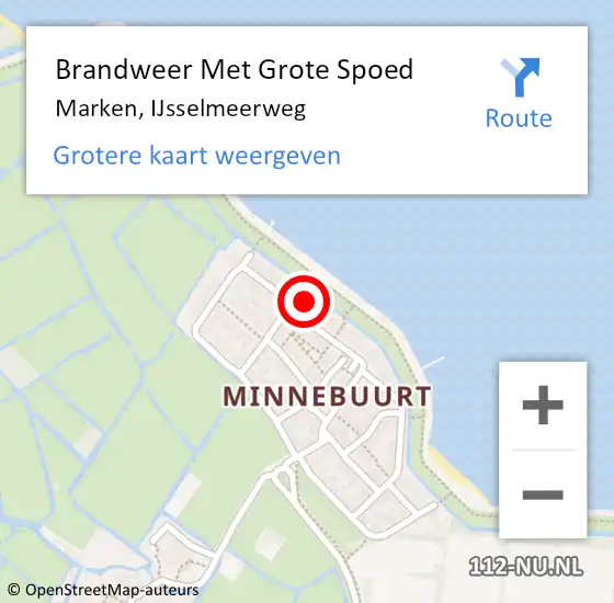 Locatie op kaart van de 112 melding: Brandweer Met Grote Spoed Naar Marken, IJsselmeerweg op 26 december 2016 03:45