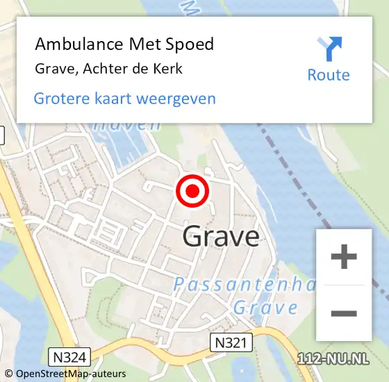 Locatie op kaart van de 112 melding: Ambulance Met Spoed Naar Grave, Achter de Kerk op 26 december 2016 04:57