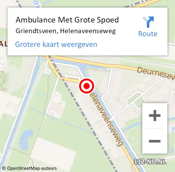 Locatie op kaart van de 112 melding: Ambulance Met Grote Spoed Naar Griendtsveen, Helenaveenseweg op 26 december 2016 05:11