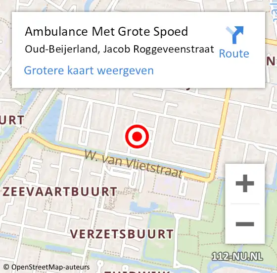 Locatie op kaart van de 112 melding: Ambulance Met Grote Spoed Naar Oud-Beijerland, Jacob Roggeveenstraat op 26 december 2016 09:06