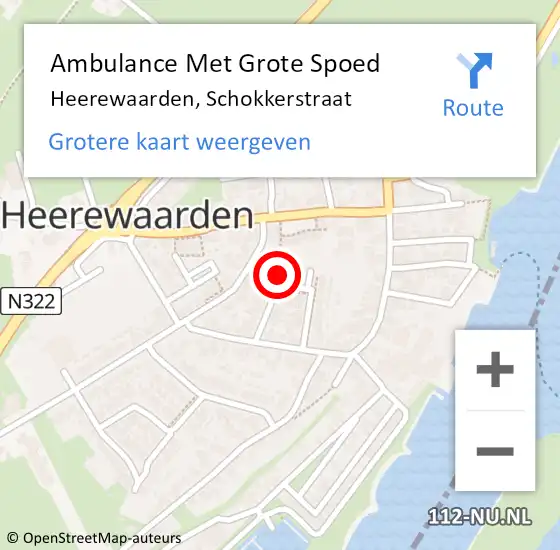 Locatie op kaart van de 112 melding: Ambulance Met Grote Spoed Naar Heerewaarden, Schokkerstraat op 26 december 2016 09:24