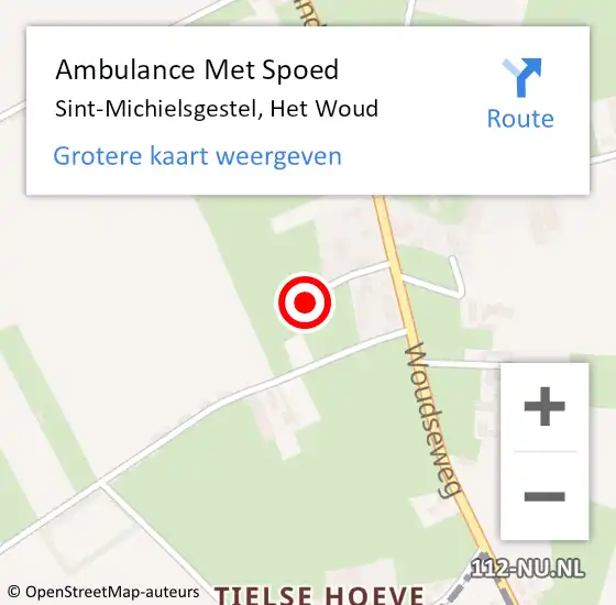 Locatie op kaart van de 112 melding: Ambulance Met Spoed Naar Sint-Michielsgestel, Het Woud op 26 december 2016 09:35