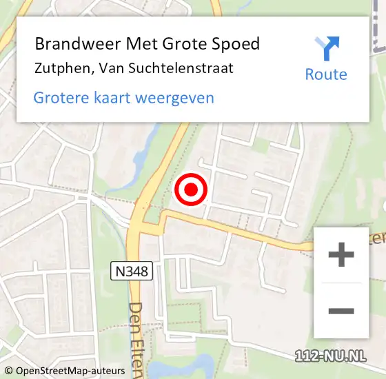 Locatie op kaart van de 112 melding: Brandweer Met Grote Spoed Naar Zutphen, Van Suchtelenstraat op 26 december 2016 09:59
