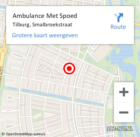 Locatie op kaart van de 112 melding: Ambulance Met Spoed Naar Tilburg, Smalbroekstraat op 26 december 2016 10:00