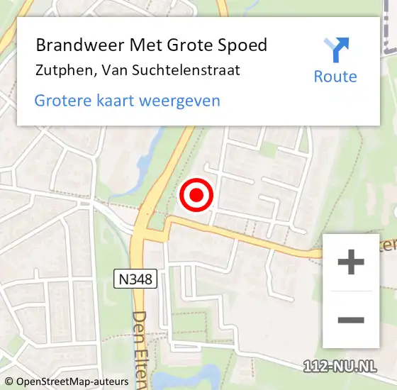 Locatie op kaart van de 112 melding: Brandweer Met Grote Spoed Naar Zutphen, Van Suchtelenstraat op 26 december 2016 10:03