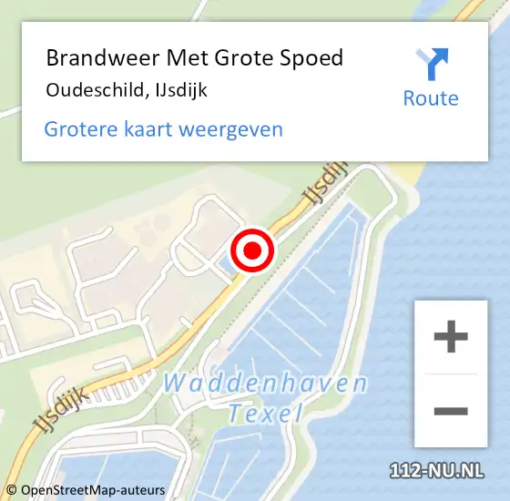 Locatie op kaart van de 112 melding: Brandweer Met Grote Spoed Naar Oudeschild, IJsdijk op 26 december 2016 10:08