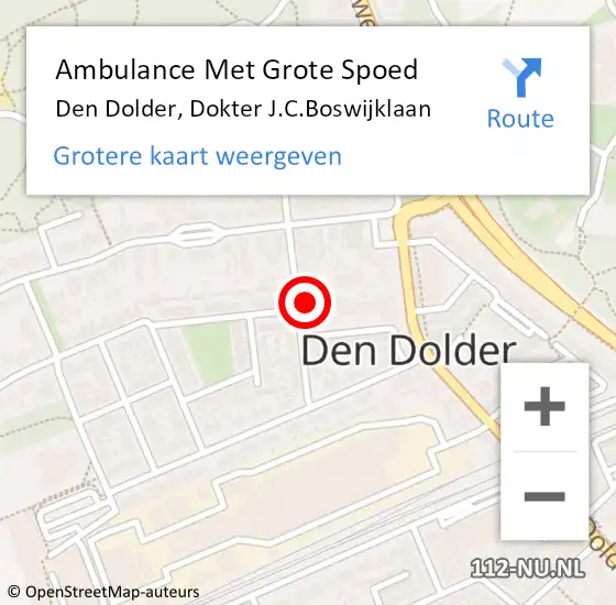 Locatie op kaart van de 112 melding: Ambulance Met Grote Spoed Naar Den Dolder, Dokter J.C.Boswijklaan op 26 december 2016 10:23