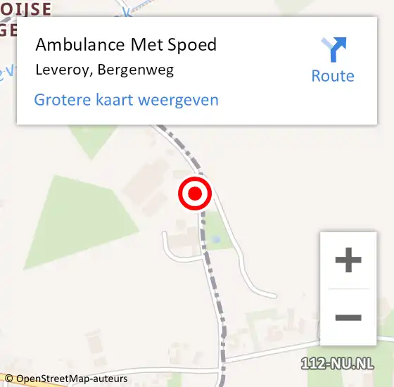 Locatie op kaart van de 112 melding: Ambulance Met Spoed Naar Leveroy, Bergenweg op 26 december 2016 11:03