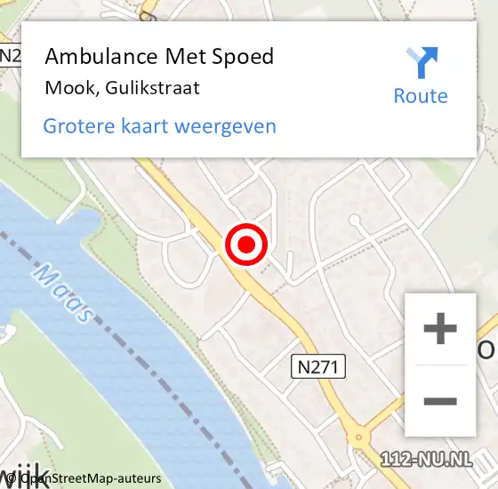 Locatie op kaart van de 112 melding: Ambulance Met Spoed Naar Mook, Gulikstraat op 26 december 2016 11:19