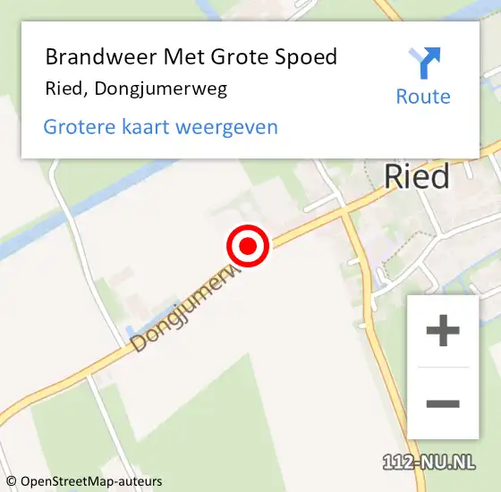 Locatie op kaart van de 112 melding: Brandweer Met Grote Spoed Naar Ried, Dongjumerweg op 26 december 2016 11:34