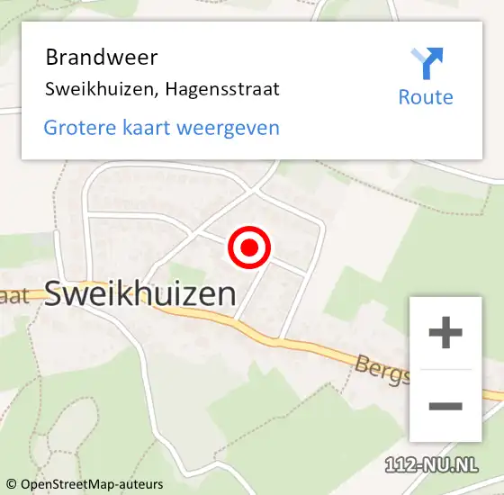 Locatie op kaart van de 112 melding: Brandweer Sweikhuizen, Hagensstraat op 5 januari 2014 21:33