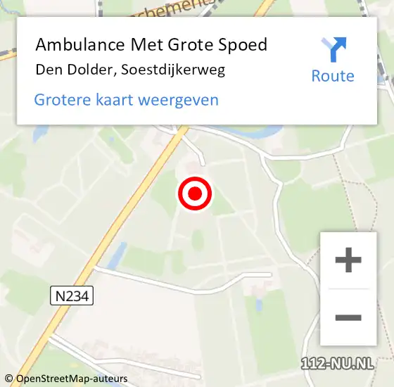 Locatie op kaart van de 112 melding: Ambulance Met Grote Spoed Naar Den Dolder, Soestdijkerweg op 26 december 2016 13:02