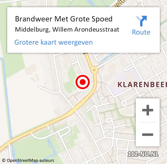 Locatie op kaart van de 112 melding: Brandweer Met Grote Spoed Naar Middelburg, Willem Arondeusstraat op 26 december 2016 13:51