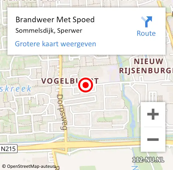 Locatie op kaart van de 112 melding: Brandweer Met Spoed Naar Sommelsdijk, Sperwer op 26 december 2016 14:03