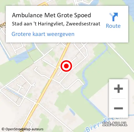 Locatie op kaart van de 112 melding: Ambulance Met Grote Spoed Naar Stad aan 't Haringvliet, Zweedsestraat op 26 december 2016 14:15