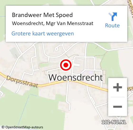 Locatie op kaart van de 112 melding: Brandweer Met Spoed Naar Woensdrecht, Mgr Van Mensstraat op 26 december 2016 14:59