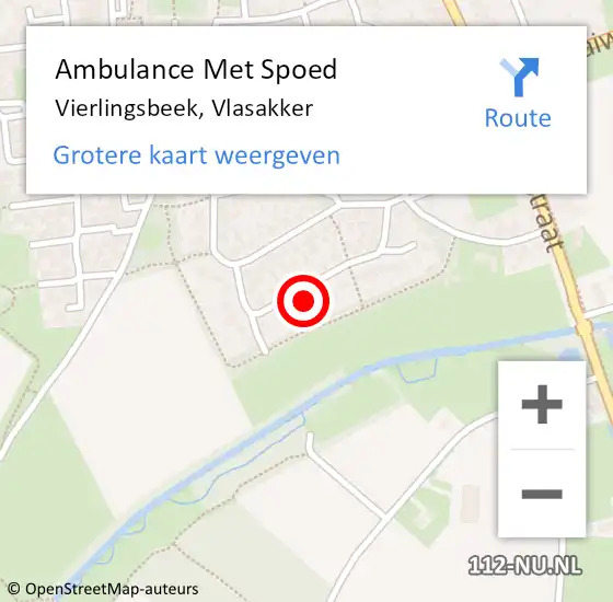 Locatie op kaart van de 112 melding: Ambulance Met Spoed Naar Vierlingsbeek, Vlasakker op 26 december 2016 15:13