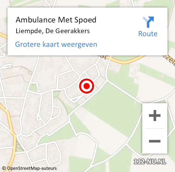 Locatie op kaart van de 112 melding: Ambulance Met Spoed Naar Liempde, De Geerakkers op 26 december 2016 15:23