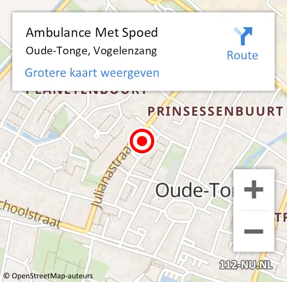 Locatie op kaart van de 112 melding: Ambulance Met Spoed Naar Oude-Tonge, Vogelenzang op 26 december 2016 15:32