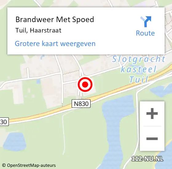 Locatie op kaart van de 112 melding: Brandweer Met Spoed Naar Tuil, Haarstraat op 26 december 2016 15:43