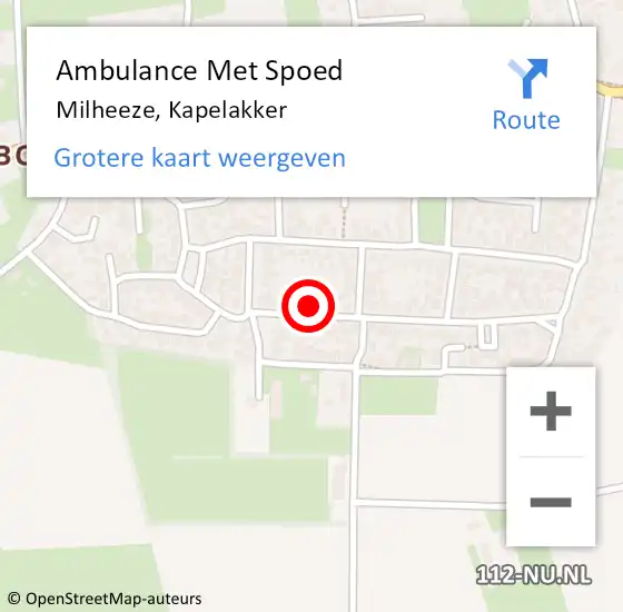 Locatie op kaart van de 112 melding: Ambulance Met Spoed Naar Milheeze, Kapelakker op 26 december 2016 16:12