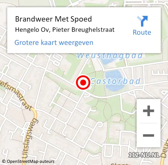 Locatie op kaart van de 112 melding: Brandweer Met Spoed Naar Hengelo Ov, Pieter Breughelstraat op 26 december 2016 16:39