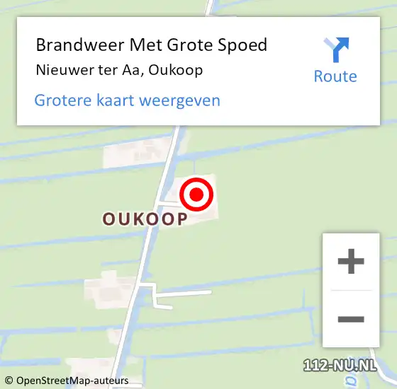 Locatie op kaart van de 112 melding: Brandweer Met Grote Spoed Naar Nieuwer ter AA, Oukoop op 26 december 2016 17:02