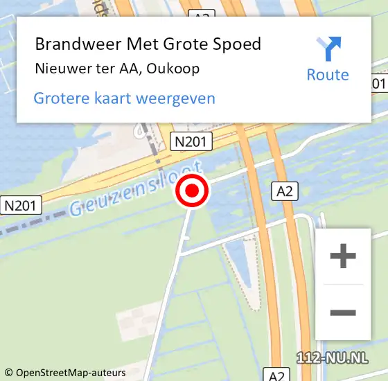 Locatie op kaart van de 112 melding: Brandweer Met Grote Spoed Naar Nieuwer ter AA, Oukoop op 26 december 2016 17:03