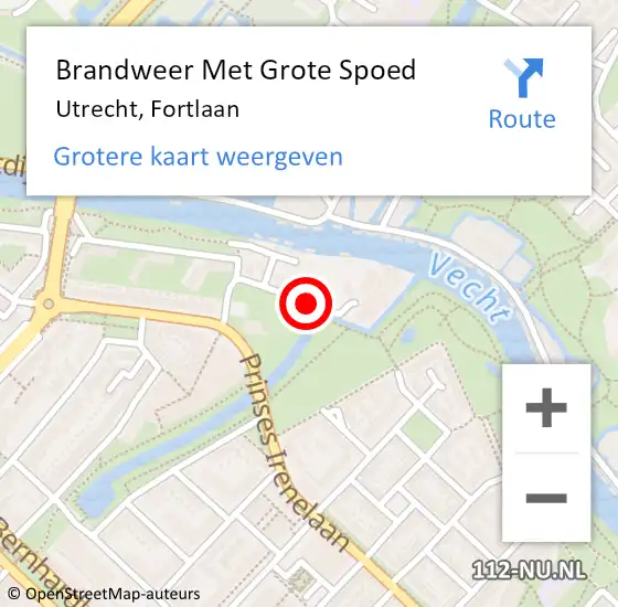 Locatie op kaart van de 112 melding: Brandweer Met Grote Spoed Naar Utrecht, Fortlaan op 26 december 2016 17:19