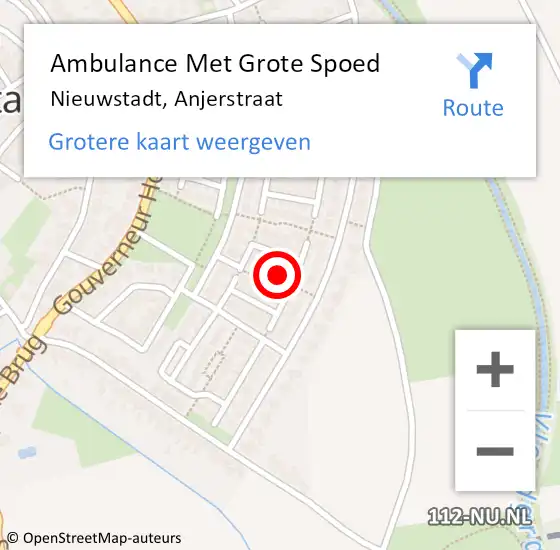 Locatie op kaart van de 112 melding: Ambulance Met Grote Spoed Naar Nieuwstadt, Anjerstraat op 5 januari 2014 22:17