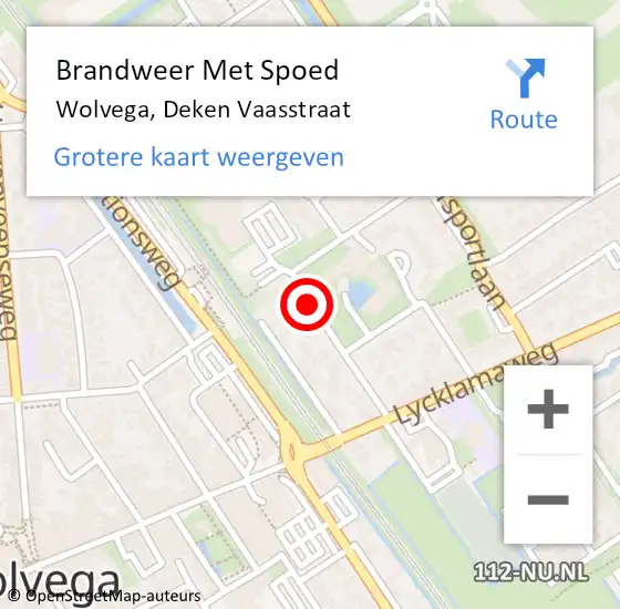 Locatie op kaart van de 112 melding: Brandweer Met Spoed Naar Wolvega, Deken Vaasstraat op 26 december 2016 17:57