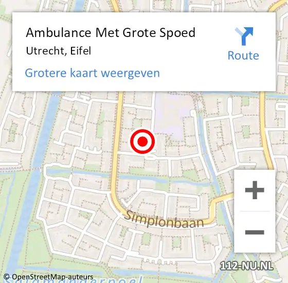 Locatie op kaart van de 112 melding: Ambulance Met Grote Spoed Naar Utrecht, Eifel op 26 december 2016 18:06