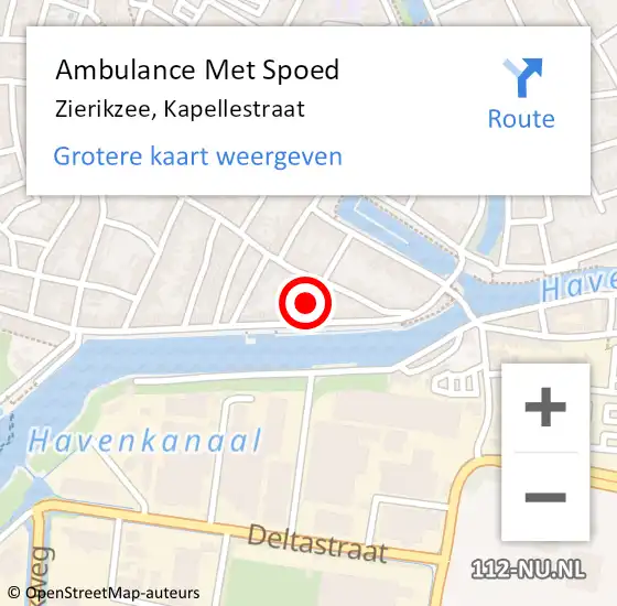 Locatie op kaart van de 112 melding: Ambulance Met Spoed Naar Zierikzee, Kapellestraat op 26 december 2016 18:34