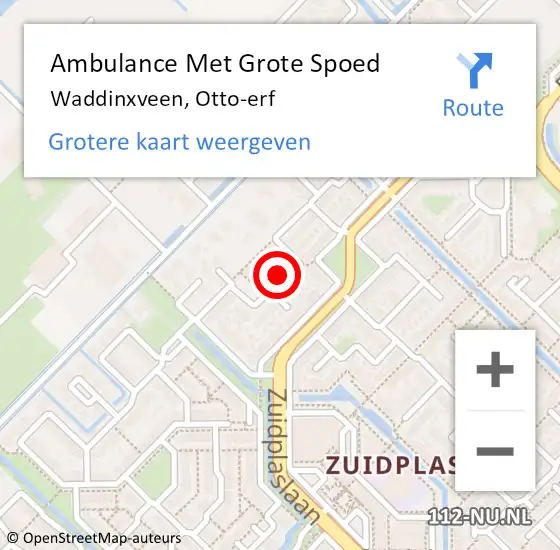 Locatie op kaart van de 112 melding: Ambulance Met Grote Spoed Naar Waddinxveen, Otto-erf op 26 december 2016 18:35