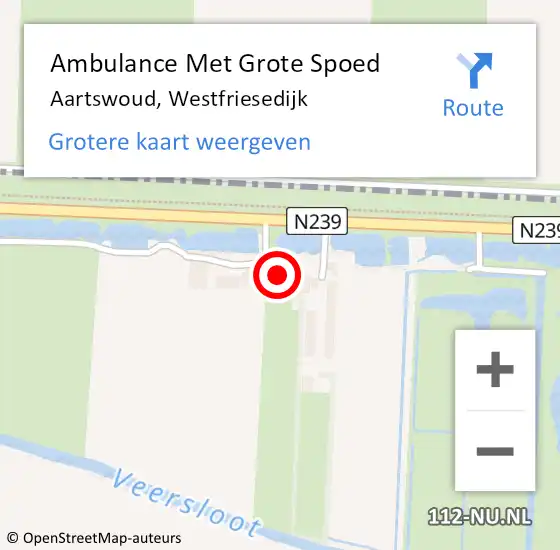 Locatie op kaart van de 112 melding: Ambulance Met Grote Spoed Naar Aartswoud, Westfriesedijk op 26 december 2016 19:09