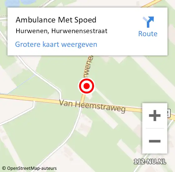 Locatie op kaart van de 112 melding: Ambulance Met Spoed Naar Hurwenen, Hurwenensestraat op 26 december 2016 19:58