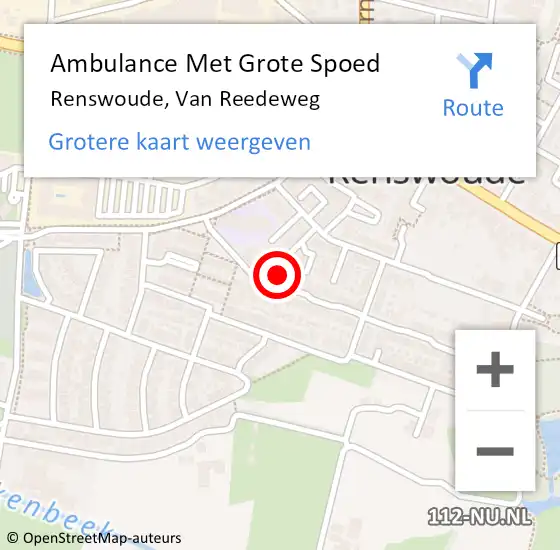 Locatie op kaart van de 112 melding: Ambulance Met Grote Spoed Naar Renswoude, Van Reedeweg op 26 december 2016 20:07