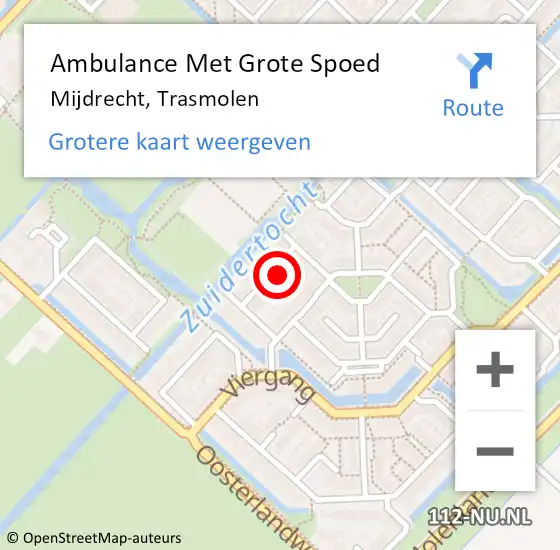 Locatie op kaart van de 112 melding: Ambulance Met Grote Spoed Naar Mijdrecht, Trasmolen op 26 december 2016 20:36