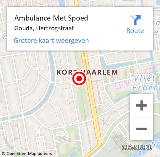 Locatie op kaart van de 112 melding: Ambulance Met Spoed Naar Gouda, Hertzogstraat op 26 december 2016 22:08