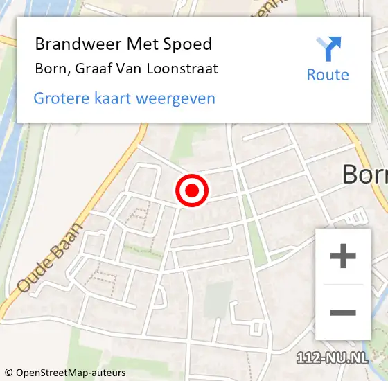 Locatie op kaart van de 112 melding: Brandweer Met Spoed Naar Born, Graaf Van Loonstraat op 26 december 2016 22:58