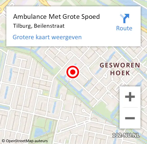 Locatie op kaart van de 112 melding: Ambulance Met Grote Spoed Naar Tilburg, Beilenstraat op 27 december 2016 00:14