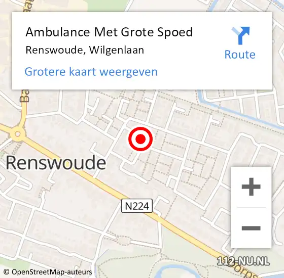 Locatie op kaart van de 112 melding: Ambulance Met Grote Spoed Naar Renswoude, Wilgenlaan op 27 december 2016 00:33