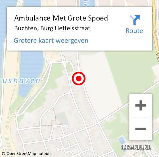 Locatie op kaart van de 112 melding: Ambulance Met Grote Spoed Naar Buchten, Burg Heffelsstraat op 27 december 2016 01:28